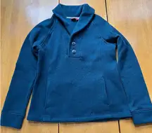 Eastern Mountain Sports‎ Blue Pullover Sweater Fleece V Neck Pockets, Size L