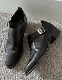 Vintage 90s Y2K Lower East Side Dark Brown Low Heel Ankle Booties