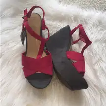 Zara T strap wedge sandals. Size 7