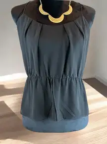 Naked Zebra Women’s Frill Blouse with Knotted Straps in Black‎ Size Medium