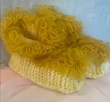Handmade Yellow Fluffy Knit Slippers