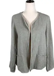 Adrienne Vittadini gray linen blend open cardigan L