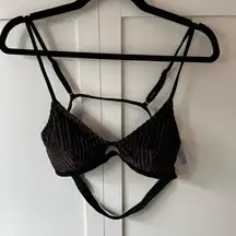 Cupshe Women’s Brown Velvet Textured Bikini Top Size Medium‎