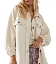 Free People Oversized Cozy & Soft Ruby Jacket - Cream Shirt Shacket Medium