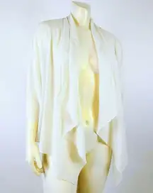 SOFT SORROUNDINGS Cream Floral Back Open Cardigan