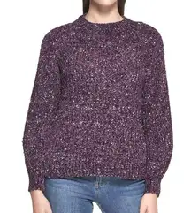 LL Bean Purple Marled Cotton Ragg Crew Neck Pullover Sweater MEDIUM