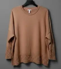 Issac Mizrahi Earthy Pullover Slouchy Grandpa Sleazy Women Plus Size 3 Brown