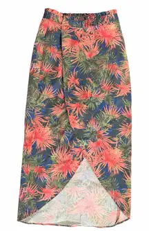 Kut From the Kloth Tropical Print Large Slit Midi Skirt Size Medium