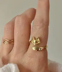 Vintage Fox Gold Wrap Ring Band Minimal Animal Femme Classic Jewelry