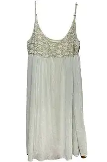 Vintage Shadowline Slip Floral Lace Nylon Tulle Skirt Empire Waist Ivory Small