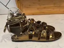 Colin Stuart gold gladiator ankle strap Grecian sandals size 7 faux leather