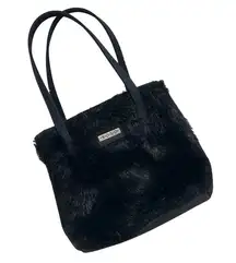 Vintage XOXO 90s Black Faux Fur Mini Purse Handbag Winter