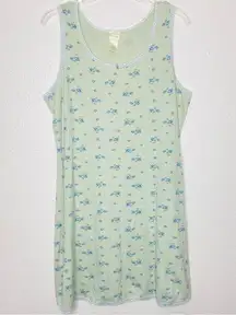 RARE Y2K 2000s FLORAL PRINT SEA FOAM GREEN SLIP DRESS