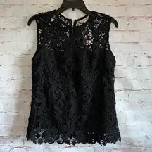 Nanett Lepore M black lace tank zipper back lined NWT high neck lined