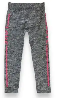Feathers Heather gray Maternity leggings Pink Love Graphic side stripes-One size