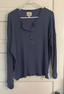 Aerie Offline Blue Waffle Knit Top