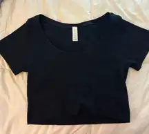 OFFLINE Black Top by Aerie Crop Ribbed