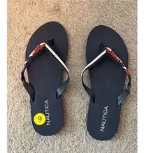 Nautica Women’s Striped Flip Flop Sandals Navy Red White Size 9 Summer Casual
