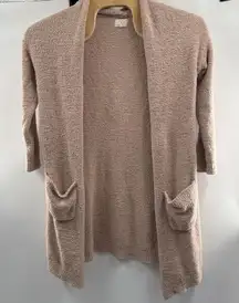T&S Womens Cozy Boucle Open Front Cardigan with Pockets‎ Taupe Large