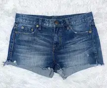 J. CREW Mid Rise Shortie Cutoff Blue Denim Jean Shorts 26