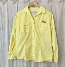 Columbia  Yellow PFG Button Down Blouse Top Large