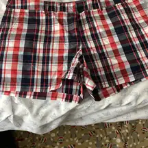 Tommy Hilfiger Red and Blue Plaid Women's Shorts
