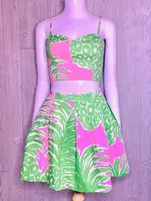 Lilly Pulitzer Parfait Pineapple Crop top and skirt set swimmer beach outfit 0