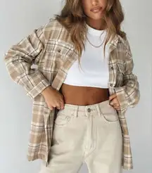 PRINCESS POLLY Mila Plaid Oversized Flannel Button-up Shirt Shacket Size 2