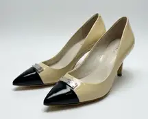 NWD Coach Zan Pointed Toe Pumps Size 6.5B Tan & Black Leather Heels