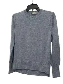 Everlane Cotton Crew Neck Sweater Size Small Heather Blue High Low Hem