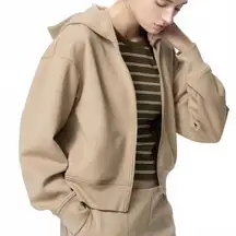 Uniqlo DRY Sweat Tall Neck Full-Zip Hoodie Jacket Beige NWT XL