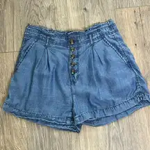 AMERICAN EAGLE Chambray Button Fly Paperbag Shorts Size 6
