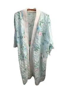 VTG 80s Light Blue Floral Cotton Kimono Size L