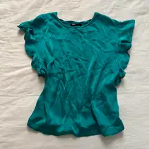 Maje silk Teal frill sleeve blouse Size 1