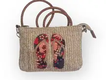 new Sondra Roberts ☀︎︎ Flip Flop Appliqué Crossbody Mini Bag ☀︎︎ Woven Raffia