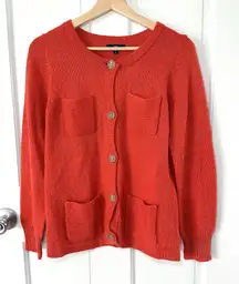 GAP Soft Alpaca Wool Blend Orange Button Up Cardigan Sweater Pockets Size M