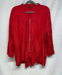 Elegant Red Button-Down Women's Shirt