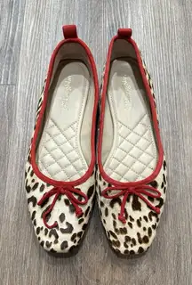 J.‎ McLaughlin Size 6 Leopard Print Ballet Flats Red Trim Anastasia Haircalf