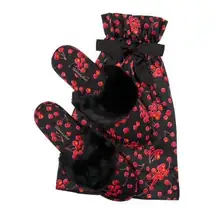 Black & Red Cherry Satin Slipper