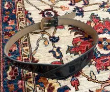 Vintage Anne Klein Patent Leather Waist Belt V-Front Black Size S