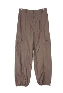 Love Tree Cargo Parachute Pants Womens L Brown 100% Nylon Y2K Utility Tomboy