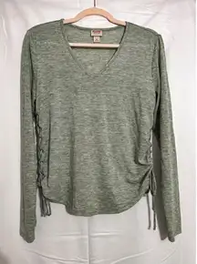 Super soft green sweater with ties