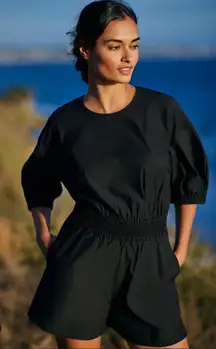 Sweaty Betty Loren‎ Poplin Romper in Black Size L NWT Anthropologie