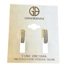 Giani Bernini NEW  Cubic Zirconia NEW Oval Huggie Hoop Earrings in 18k Gold Plate