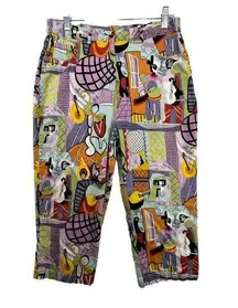 Kaktus Sz M (30) Fun/Colorful Capri Pants Penguin/Music Theme KidCore Carnivale