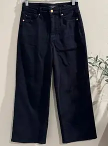 Judy Blue Navy Garment Dyed 5 Wide Leg Tummy Control Cropped High Waist Jeans