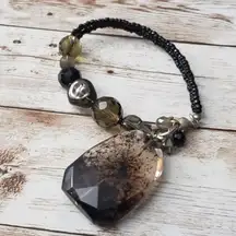 Vintage Bracelet / Bangle - Smokey Tones Bracelet with Large Charm