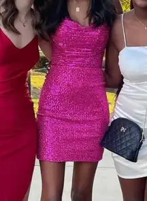 Hot Pink Sequin Nox Homecoming Dress