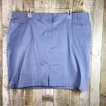 Lane Bryant Size 28 Straight Chambray Color Short Skirt w/Front Slit & Pockets