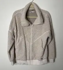 Prana Womens Permafrost Jacket Size Large Off White Full Zip Sherpa Fleece